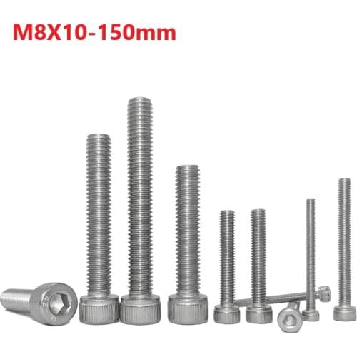 M8 Hex Socket Bolts 304Stainless Steel Extend Screws 8mm X10 30 35 40 45 50 55 75 80 85 90 95 100 110 120 130 140 150mm