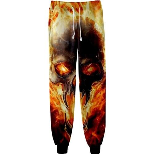 WAMNI Skull Trousers Pants Summer Autumn Casual Cool Sweatpants Hip Hop Novelty Breathable 3D Elastic Beam Foot Pant Harajuku