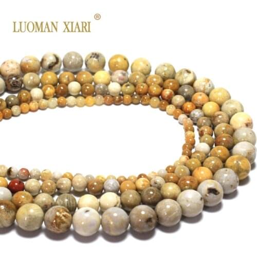 Wholesale AAA Natural Chrysanthemum Stone Coral Fossils Beads For Jewelry Making Diy Bracelet Necklace 4/6/8/10 mm Strand 15