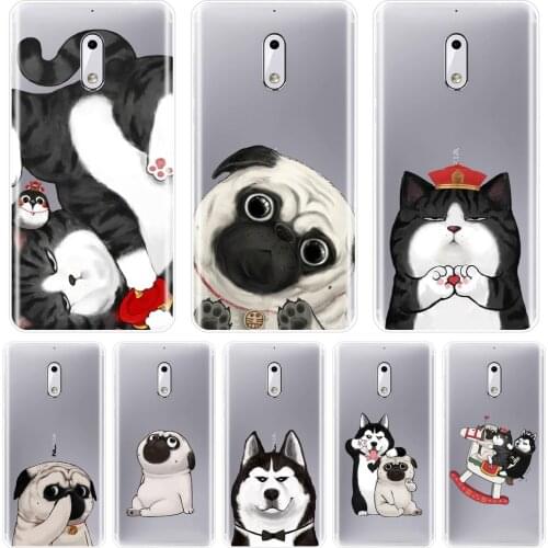 Case For Nokia 8 6 5 3 2 1 Pug Dog Cat Funny Husky Kawaii Cute Soft Silicone Back Cover For Nokia 7 Plus X6 Phone Case