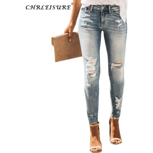 Женские летние джинсы CHRLEISURE China At AliExpress