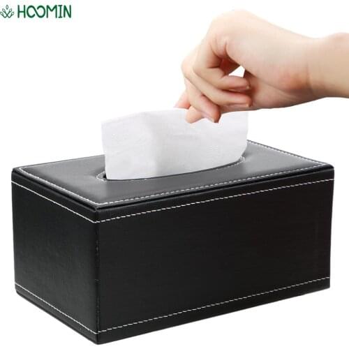 Paper Holder Home Kitchen Organization PU Leather Tissue Box Anti-moisture Rectangular Tissue Paper Napkin Box Home Storage