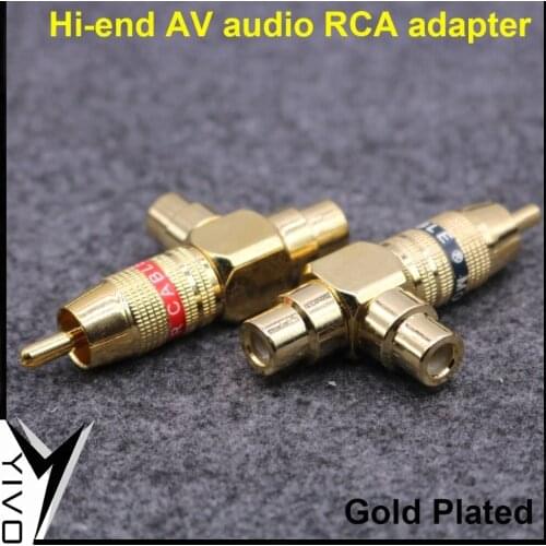 Hi-end 3 jack Double 2 RCA Female to 1 RCA Male Gold Plated Plug, Jack and Adapter for Audio & Video