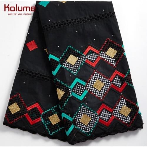 Kalume Latest African Cotton Lace Fabric Stone Nigerian Lace Fabric White Swiss Voile Lace In Switzerland For Party Dress F2339