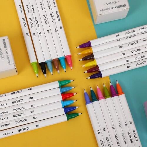 JIANWU 24color/set Colors Painting Graffiti Watercolor Pen Set Creative Waterproof Fiber Hook Line Journal Pen Art Supplies