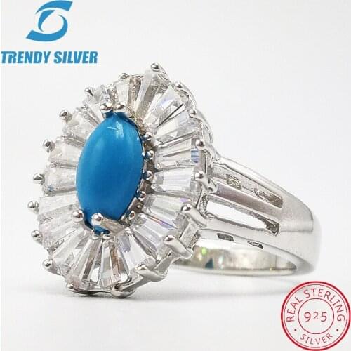 Vintage rings silver real 925 sterling jewelry for women rose gold with stone zircon solid elegant