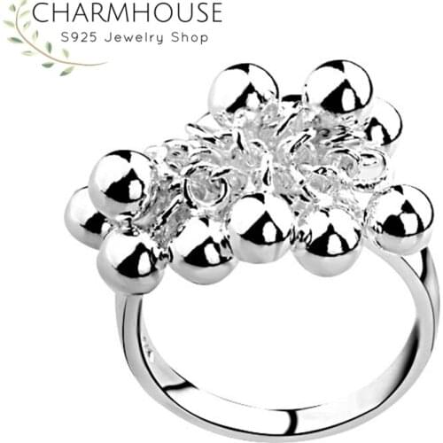 Pure 925 Silver Rings For Women Multi Beads Finger Ring Size 6/7/8/9# Wedding Band Fashion Jewelry Accessories Bague Anillo