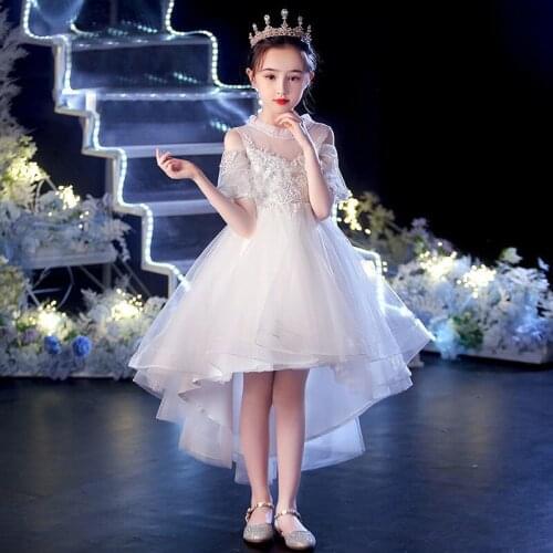 Appliques Lace Bridesmaid Dress Kids Dresses For Girls Children Princess Evening Childrens Dresses Girl Party Wedding Costume