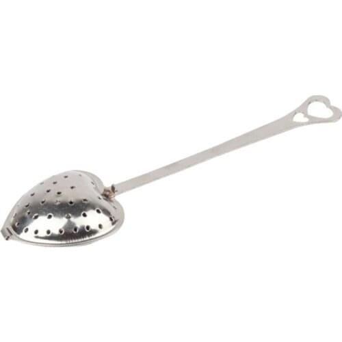 50%HOTStainless Steel Heart Shape Tea Herb Spice Infuser Spoon Strainer Filter Scoop