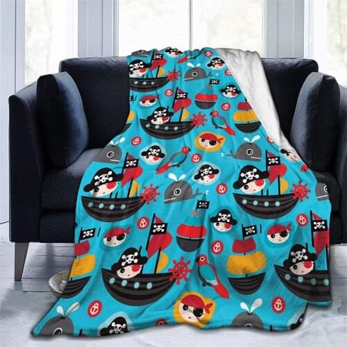 Cute Cartoon Sailing Ocean Navajo Cubre Throw Blanket 3D Print Sherpa Super Comfortable Nordic Manta Sonic