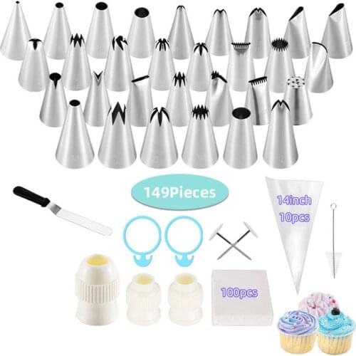 Cake Decorating Set Stainless Steel Pastry Nozzles Confectionery Bag Icing Smoother Baking Tools with Box