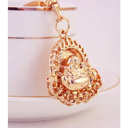 Wholesale Chinese-Style Metal Key Ring Money Maitreya Buddha Car Key Ring Pendant Lucky Key Ring Small Gift