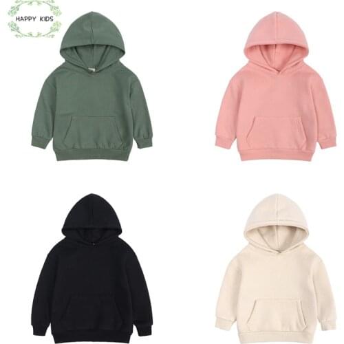 AutumnToddler Hooded Solid Spring Baby Kids Boys Girls Clothes Coat Plain Hoodie Sweatshirt Tops Jacket for Children 2021 New