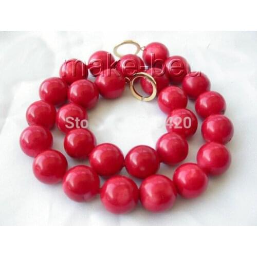 Amazing WOW big 16MM ROUND natural RED CORAL BEADS necklace new clasp