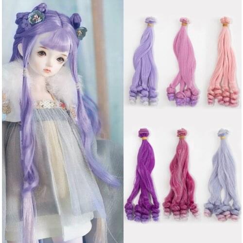 Lori Ker SDBJD doll wig hair row screw roll gradient color handmade 25cm DIY material