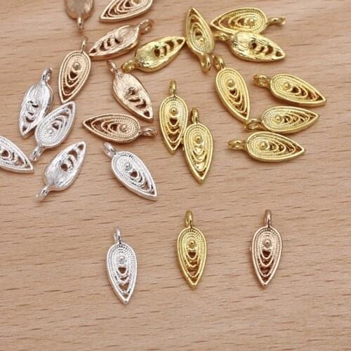 50pcs 5x13.5mm Vintage Gold Waterdrop Charm Pendant For Necklaces Bracelet Jewelry Makings Supplies