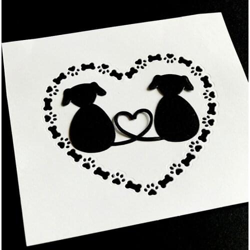 Heart Shaped Dog Paw Print Frame Scrapbooking Paper Die Cut Stencils Metal Craft Cutting Dies Embossing For Crads Making 2021