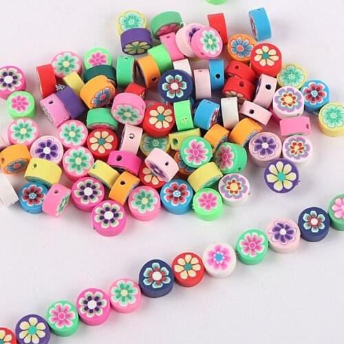 50Pcs 10mm Assorted Multicolor Fruits Flower Bead Polymer Clay Colorful Mixed DIY Loose Spacer Bead for Necklace Bracelet Jewelr