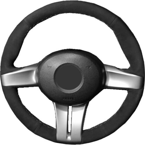 Hand Sewing Car Steering Wheel Cover Wrap Black Suede Forr BMW Z4 E85 (Roadster) 2003 2004 2006-2008 E86 (Coupe) 2005 -2007 2008