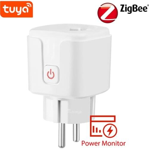 Zigbee Smart Plug 16A EU Socket Tuya Smart Life APP Work with Alexa Google Home Assistant Voice Control Power Monitor Timing