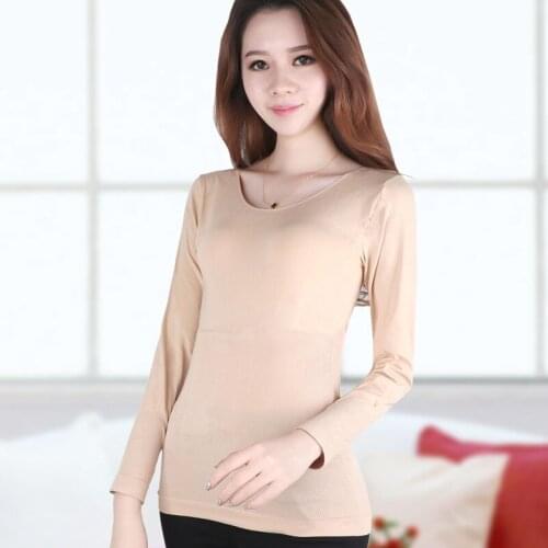 Abdomen tunic long johns sleeved thermal underwear slimming clothes postpartum low warm T-shirt lady spring winter corset women