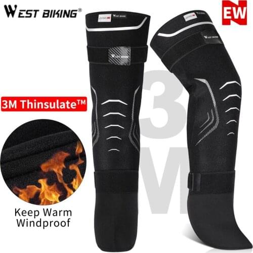 WEST BIKING Travel Leg Warmer Safety Knee Pads Hiking Legwarmers Outdoor Sports MTB Bicycle Camping Running Over Knee Winter