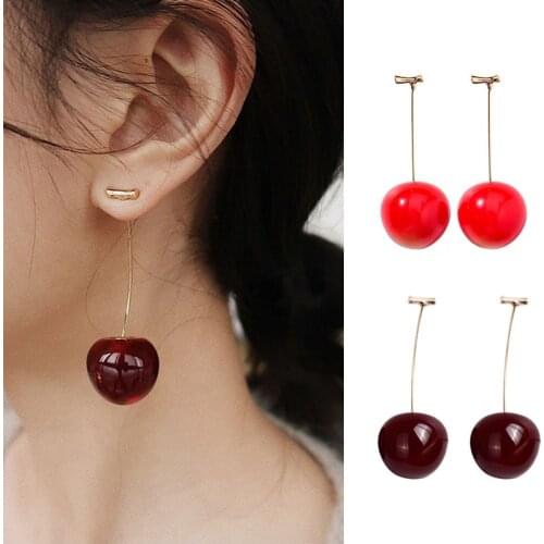 Womens Earrings Cherry Earrings New European and American Fruit Fashion Long Ear Lady Earrings
