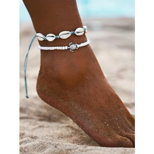 New Shell Zhuhai Star Anklet Womens Beach Anklet Leg Bracelet Handmade Bohemian Anklet Jewelry Sandals Gift Two-piece Set