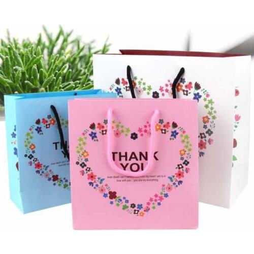 10PCS Romantic Flower Paper Handbag Valentines Day Wedding Gift Candy Chocolate Bags Christmas Birthday Gift Bag