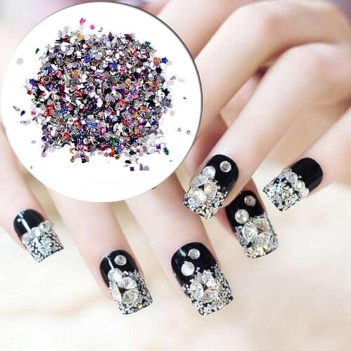 2000Pcs/bag DIY Mix 3D Nail Sticker Acrylic Nail Art Tips Crystal Rhinestone DIY Nail Decoration 2-4mm