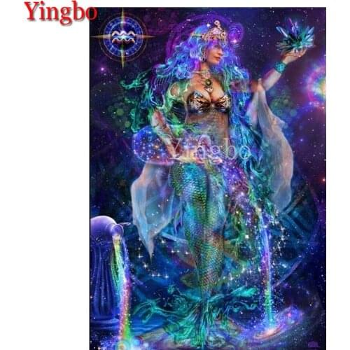 3d diy mermaid aquarius constellation diamond painting full square round diamond embroidery 5 d Diamond Mosaic crystal paintings