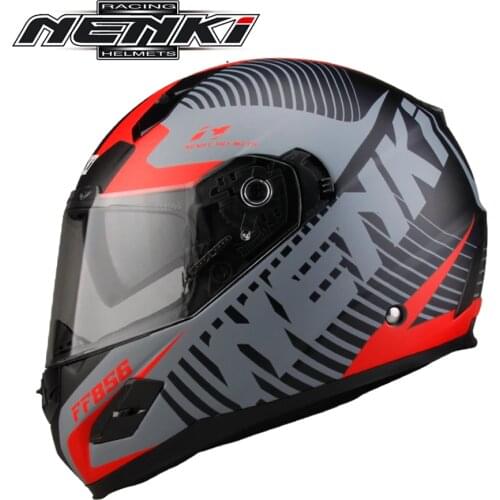 Free shipping 1pcs NENKI Touring Racing DOT Full Face Motocross Vintage Helmet Double Visor Lens Motorcycle Helmet