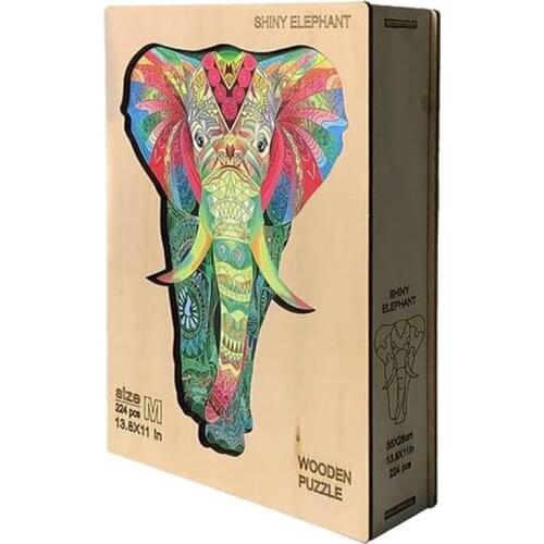 Colorful Elephant Wooden Animal Puzzles for Adults Children Puzzle Games Educational Toys Wooden Jigsaw Kids Puzzles DIY Gifts