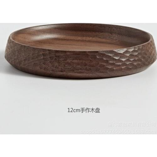 Walnut real wood round wooden tray manually creative snack plate of fruit snacks dry fruit tray is received