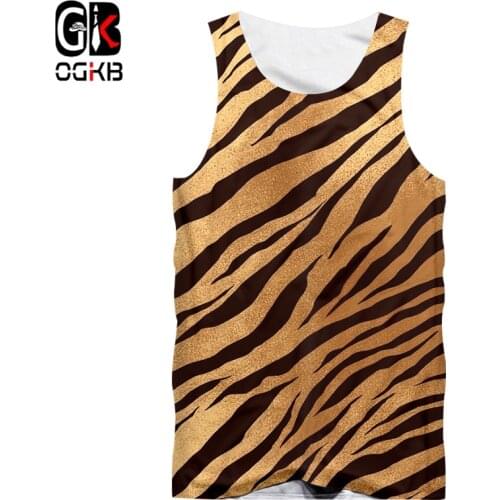 OGKB Tank Tops Man New Sleeveless Shirt Black White Leopard Tiger Stipe Print 3D Printed Large Size Habiliment For Men Summer
