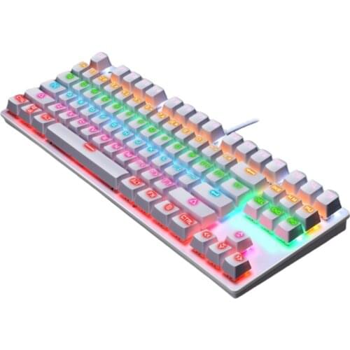 Mechanical Gaming Keyboard with True RGB Backlit Collapsible Wrist Rest 87-Key Blue Switch Green Axis Punk 45BA
