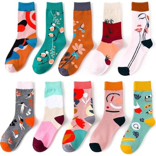 Funny Sweet Socks Women Happy Cute Cotton Socks Woman Skateboard Mural Graffiti Harajuku female Socks