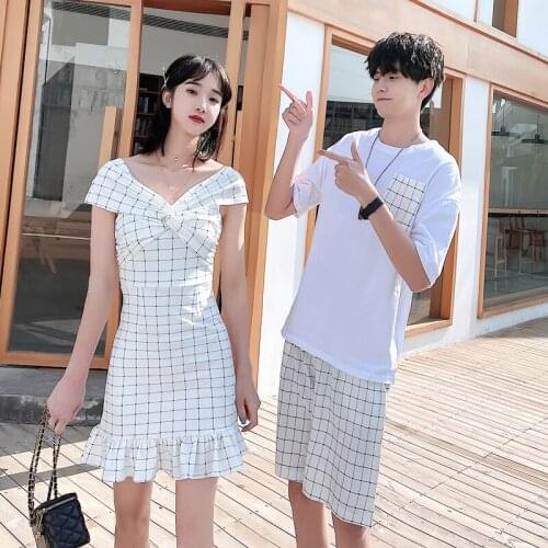 New 2021 summer dress with waist tucked in couples clothing couples clothes