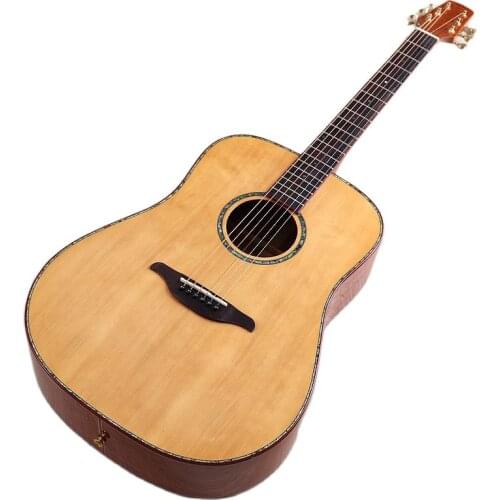 Western guitar acoustic guitar 41 inch full solid sapele wood 6 string folk guitar full size design with mother of Pearl