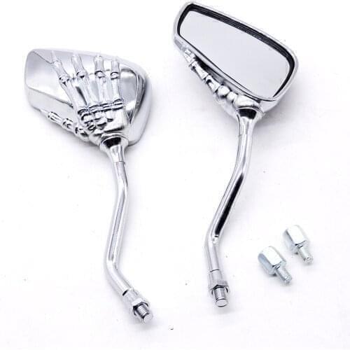 1 Pair Universal 8mm 10mm Motorcycle Scooter Back Side Mirror Modification Skull Craw Shadow Rear View Mirrors