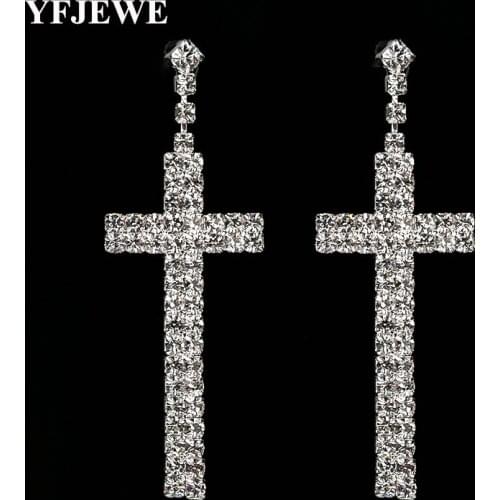 YFJEWE Handmade Statement Earrings for Women Vintage Cross Long Drop Earrings Wedding Party Bridal Fringed Jewelry Gift E490