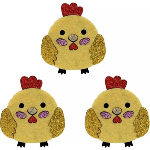 10pcs Glitter Chick Felts for DIY Baby Girl Accessories Kawaii Easter Animal Hair Clips Kids Headwear
