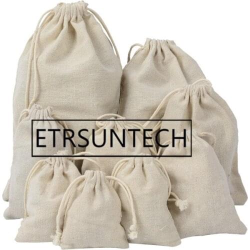 1000pcs Flat Mouth Drawstring Pouch Storage Bag Cotton Gift Bags Wedding Party Christmas Candy Gift Pouch