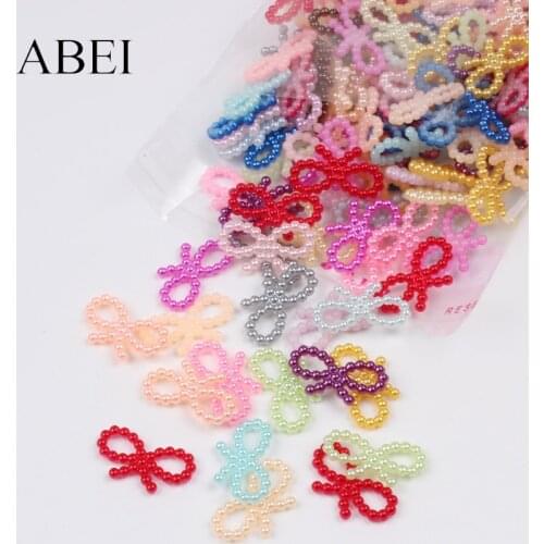 200pcs ABS Pearls bow bead For Wedding Arts Crafts Scrapbook Decoration Handmade Jewelr Loose Beads Garments Accessories