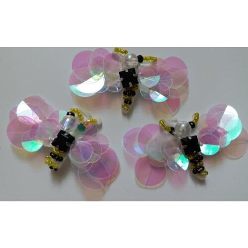 3pcs/lot colorful bee Rhinestone beaded patches for Clothing Sew on Sequin Applique decorative parches for clothes bags