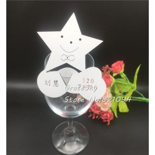 50pcs Stars with Cloud Wine Glass Markers Place Cards Wedding Birthday Table Name Number Car Baby Shower Day Party Decorations