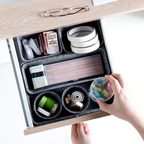 8PCS/Set Drawer Partition Storage Box Female Cosmetics Storage Organizers Case Felt Students Stationary Storage Box