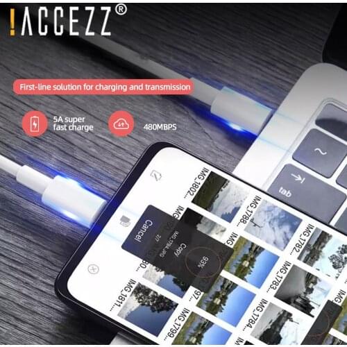 !ACCEZZ PD 100W 5A USB C to USB Type C Cable Fast Charger Data Cord USB-C Type-c Cables For Macbook iPad Xiaomi Samsung S20 2M