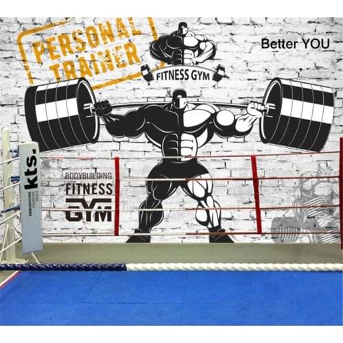 Beibehang Custom wallpaper 3D stereo brick wall weightlifting nostalgic retro sports weightlifting gym image wall background