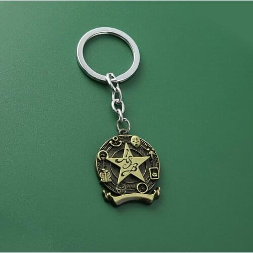 Anime Jojo Bizarre Adventure Keychain Star Key Ring Metal Key Ring Gift Pendant Keychain Charms 2021 New Fashion Jewelry